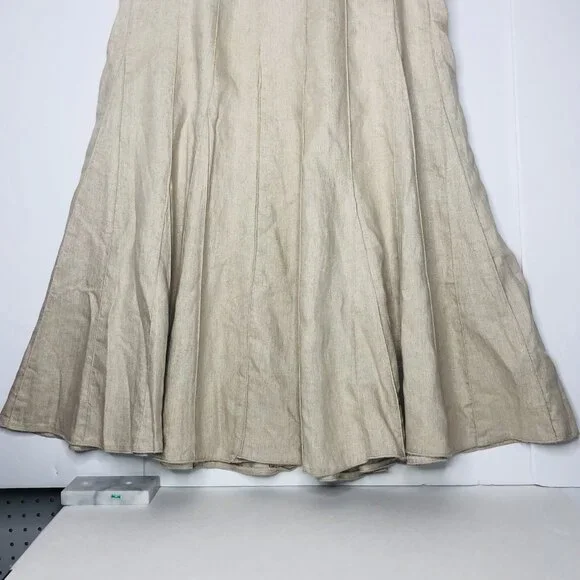 J Jill Fit & Flare Linen Maxi Skirt Size 12 Beige Metallic Travel Boho Romantic - Picture 7 of 13